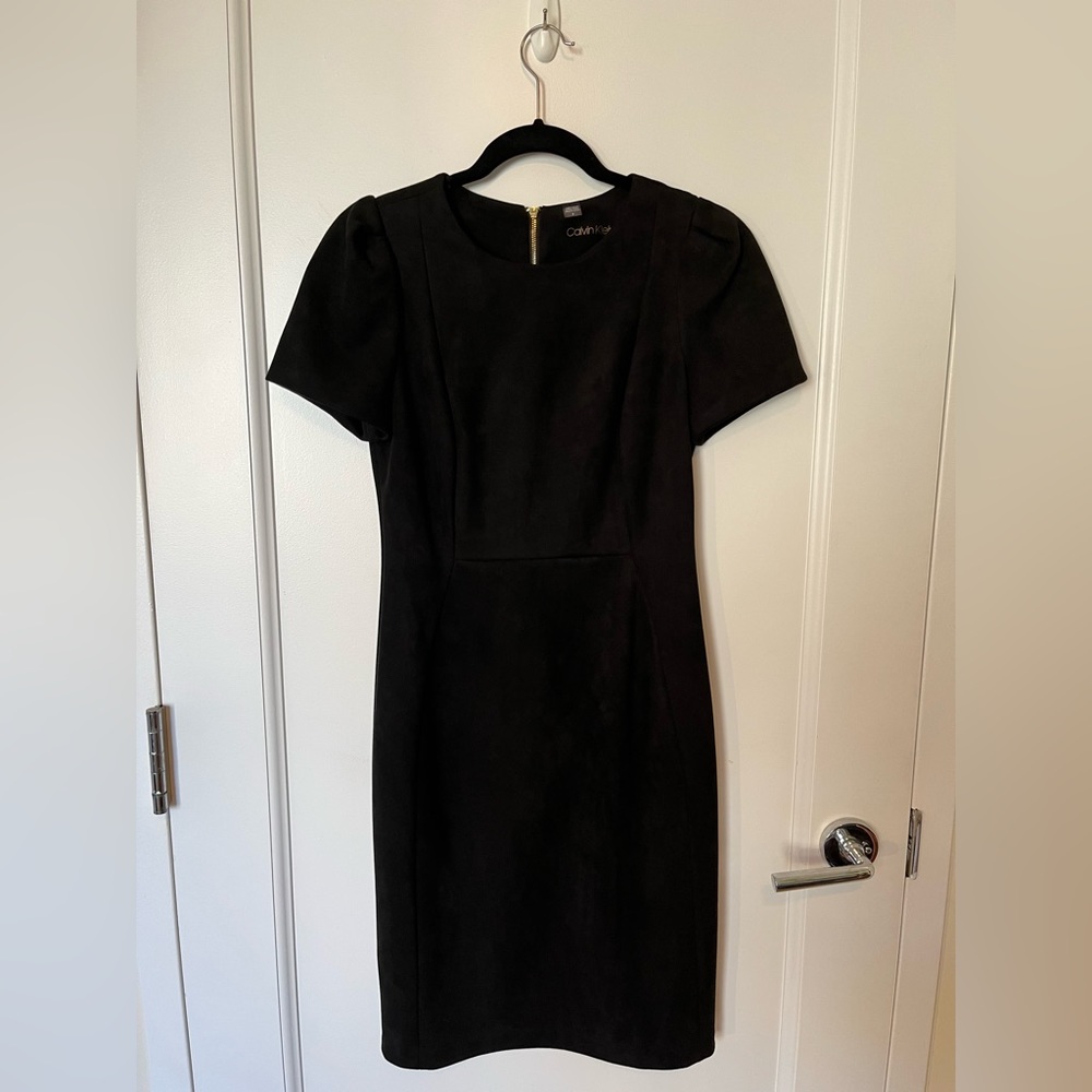 Staple LBD Calvin Klein suede sheath dress
